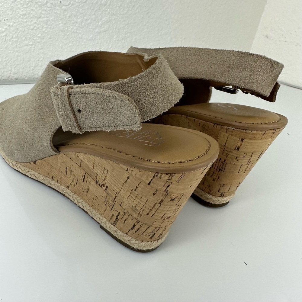 Franco Sarto Julien suede wedge Sandal Taupe Espadrilles 9.5 casual boho western - Picture 4 of 8